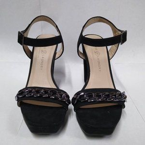 Chinese & Laundry open toe black heels with straps suede